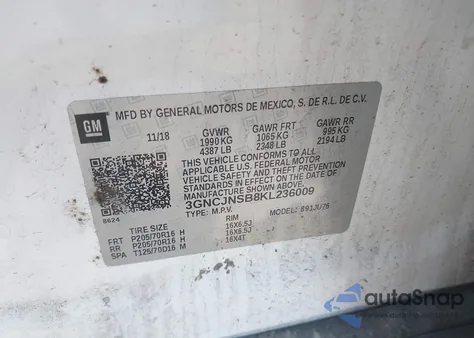 2019 Chevrolet Trax Ls from USA, damaged, VIN 3GNCJNSB8KL236009